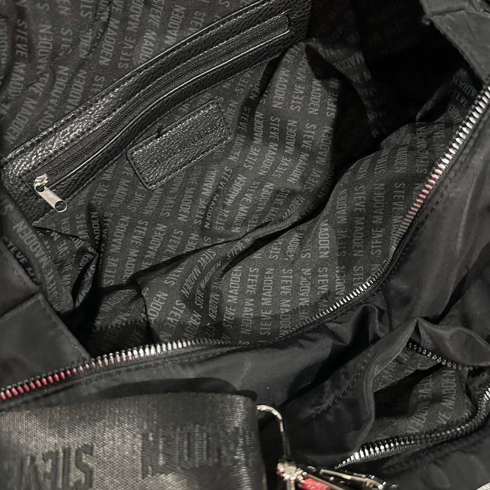 Steve Madden Black Logo Lined Tote - Picture 2 of 8